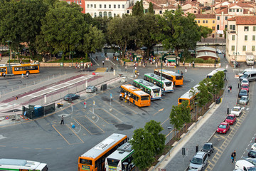  Venetian bus transport hub for transportation of passengers to the mainland. - 283678569