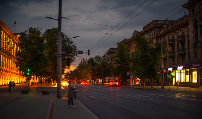 Fototapeta na wymiar The city center of capital city of Republic of Moldova, Chisinau, 2019