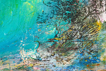 Background image of bright oil-paint palette closeup.