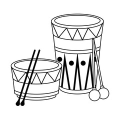 Fototapeta na wymiar music instrument musical object cartoon in black and white
