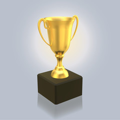 Golden champion cup isolated on light background. Sport competition trophy. Winner precious prize, glory and leadership symbol. Vector realistic 3d illustration.