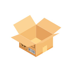 Corrugated box. Isometric vector illustration isolated on white background.