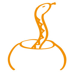 Handgezeichnete Schlange im Korb in orange