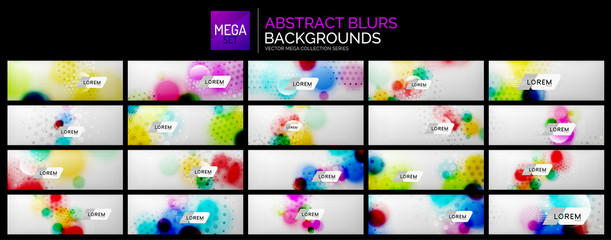 Mega set of abstract color blur spots backgrounds. Techno futuristic templates for your slogans
