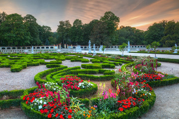 Fototapeta na wymiar Beautiful gardens of the Branicki Palace in Bialystok, Poland.