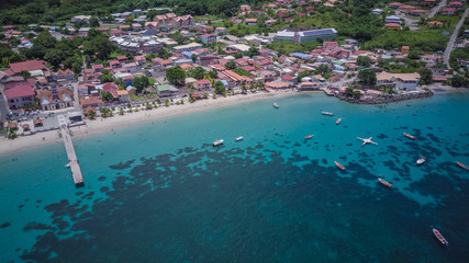 Views of Martinique beach and mountain from above, in the caribbean islands