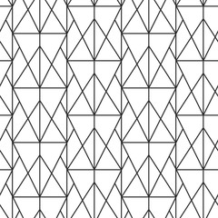 Vector geometric seamless pattern, black and white elegant minimal ornament