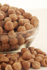 A bowl with shelled hazel nuts