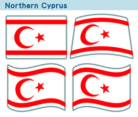「北キプロスの国旗」4個の形のアイコンデザイン