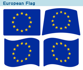 「欧州旗」4個の形のアイコンデザイン