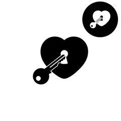 heart with key  - white vector icon