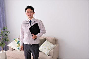 作業着を着た男性　ポートレート