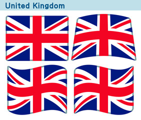 「イギリスの国旗」4個の形のアイコンデザイン