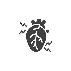 Heartache vector icon. filled flat sign for mobile concept and web design. Human heart pain glyph icon. Symbol, logo illustration. Vector graphics