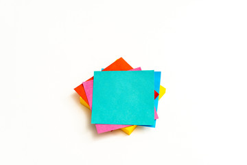 Stack of colorful post-it note on white background