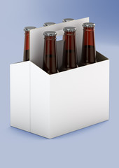An isometric image of a Basket of Brown Beer Bottles.