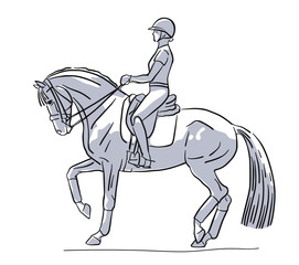 Dressage rider and horse execute the piaffe