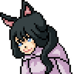 Obraz premium vector pixel art anime girl