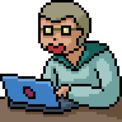 Fototapeta premium vector pixel art nerd