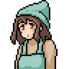 vector pixel art anime girl