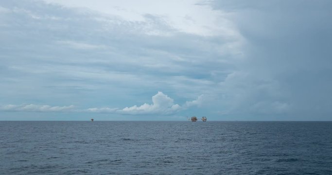 Timelapse of Central processing platform (cpp) in the middle of the ocean - upstream industry