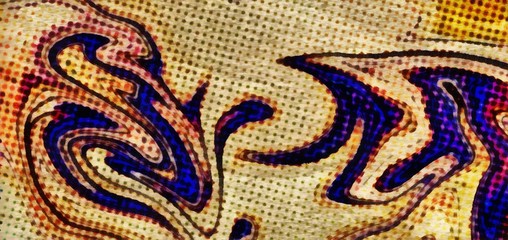 Abstract marble pop dots comics pattern. Colorful swirl background on old paper pattern. Multicolored texture artwork.