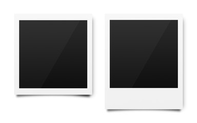Empty polaroid photo frames mockups template on a pure white background for putting your pictures. Paper sheet for printing images or recording picture of film cameras. ( Clipping path )