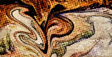 Abstract marble pop dots comics pattern. Colorful swirl background on old paper pattern. Multicolored texture artwork.