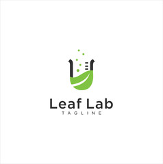 Eco Green Leaf Lab Logo Design Vector Stock . Nature Lab Logo Design Organic. glass Leaf Logo Icon