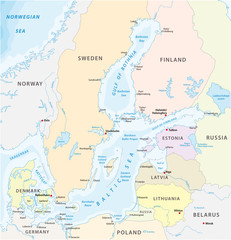 map of the baltic sea the marginal sea of the atlantic ocean - obrazy, fototapety, plakaty