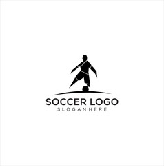 soccer player Logo silhouette icon vector illustration design. football logo Design Sport
