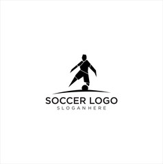 Obraz premium soccer player Logo silhouette icon vector illustration design. football logo Design Sport