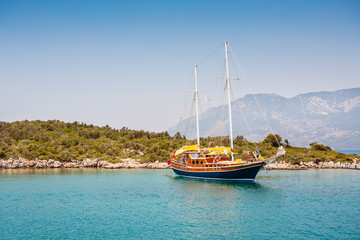 Fototapeta na wymiar View of islands in Aegean Sea near Marmaris. Turkey