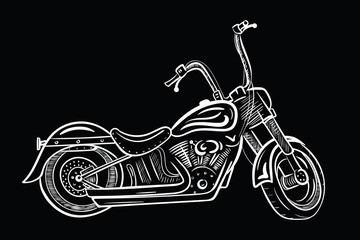 Sketch biker motorcycle on black