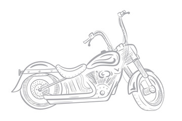 Sketch biker motorcycle on white