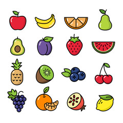 Fruit Icons - Thin Line Design
