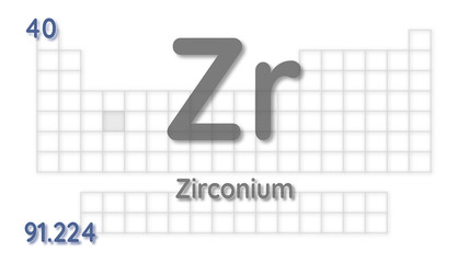 Zirconium chemical element  physics and chemistry illustration backdrop