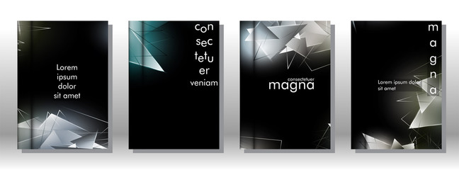 set the book cover the background of the light Triangle. Abstract composition of 3D triangles. Modern geometric backgrounds isolated black