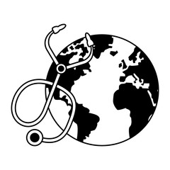 world map earth globe cartoon in black and white