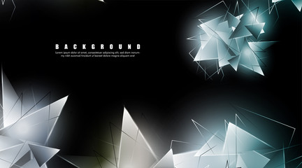 abstract background with glowing triangles that overlap. isolated black background. vector illustration of eps 10