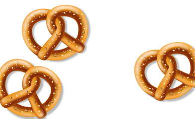 Pretzel on white background Vector realistic. fresh bavarian foods
