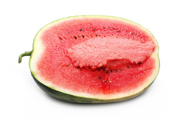 Fresh watermelon half isolated on white background