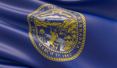 High resolution close-up Flag of Nebraska - United States of America states flags collection. 3D illustration. © Quatrox Production