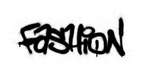graffiti fashion word sprayed in black over white