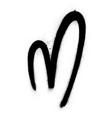graffiti M font sprayed in black over white