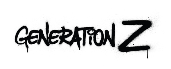 Graffiti generation Z text sprayed in black over white