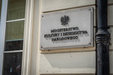 Sign of Ministry of Culture and National Heritage of the Republic of Poland (Polish: Ministerstwo Kultury i Dziedzictwa Narodowego)