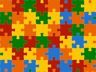 Colorful seamless piece puzzle presentation jigsaw background pattern. EPS 10