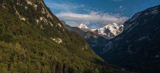 Panorama of Lauterbrunnen valley in the Bernese Alps, Switzerland.