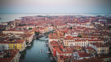 Views of sunrise in Venice from above